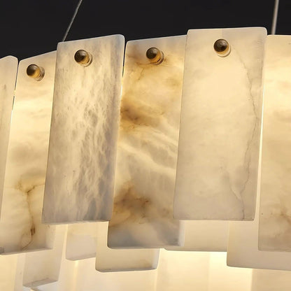 Alabaster Round Brass & White Chandelier – Heavenly Glow