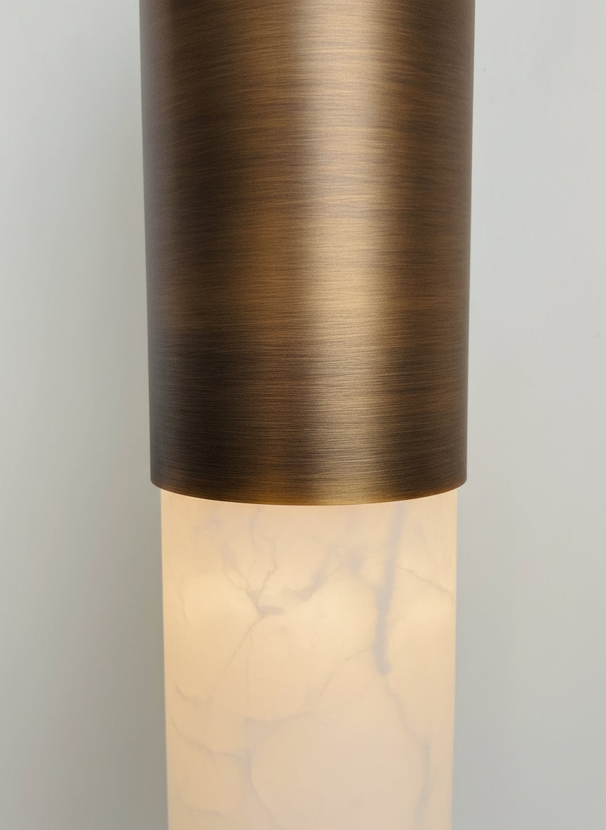 Alabaster Slim Brass Tube Wall Sconce