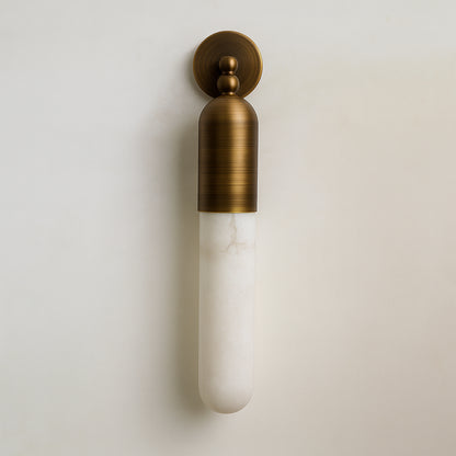 Alabaster Slim Brass Tube Wall Sconce