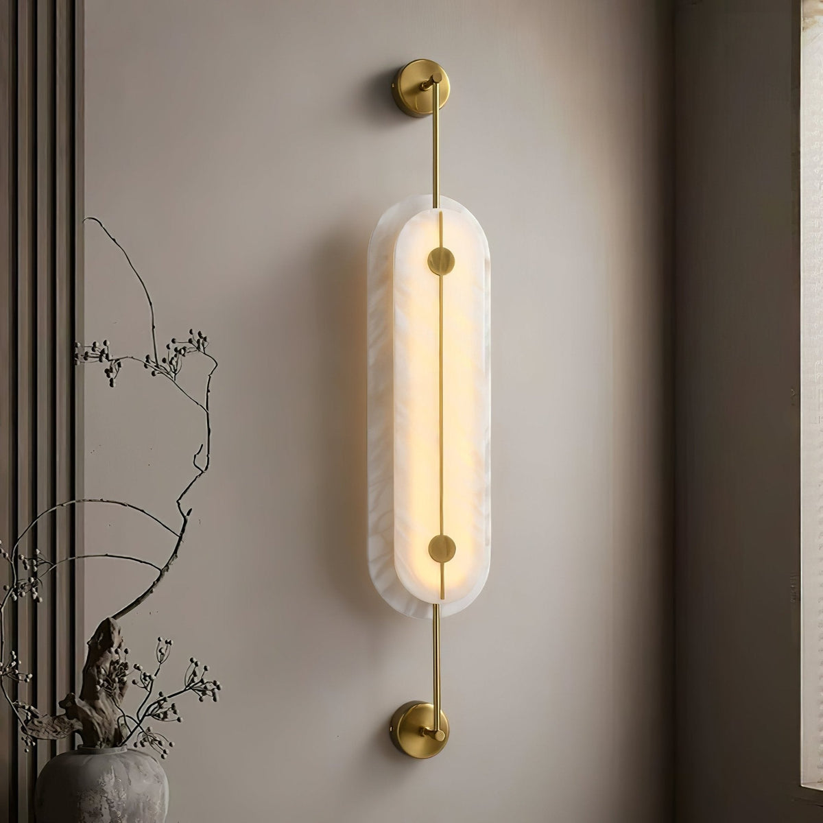 Alabaster Solvane Slim Oval Wall Sconce