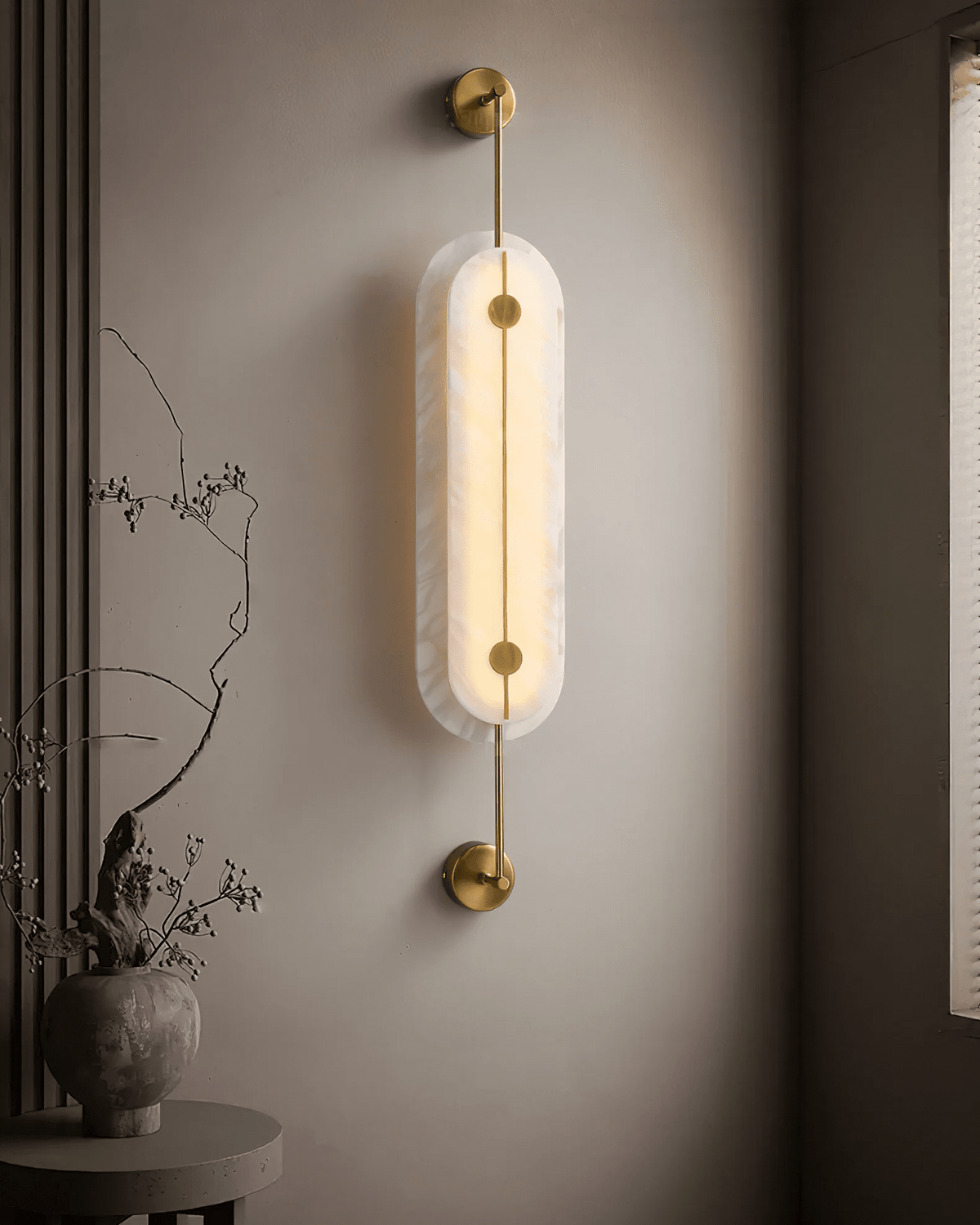 Alabaster Solvane Slim Oval Wall Sconce