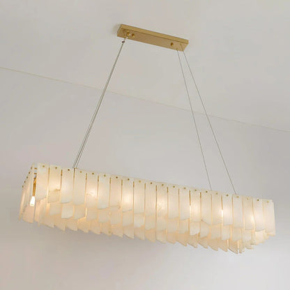 Alabaster Cascade Tiered Chandelier – Luxury Brass & White Ceiling Light
