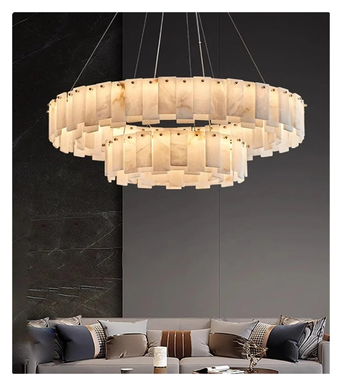 Alabaster Double Round Chandelier