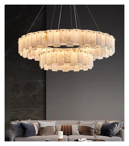 Alabaster Double Round Chandelier