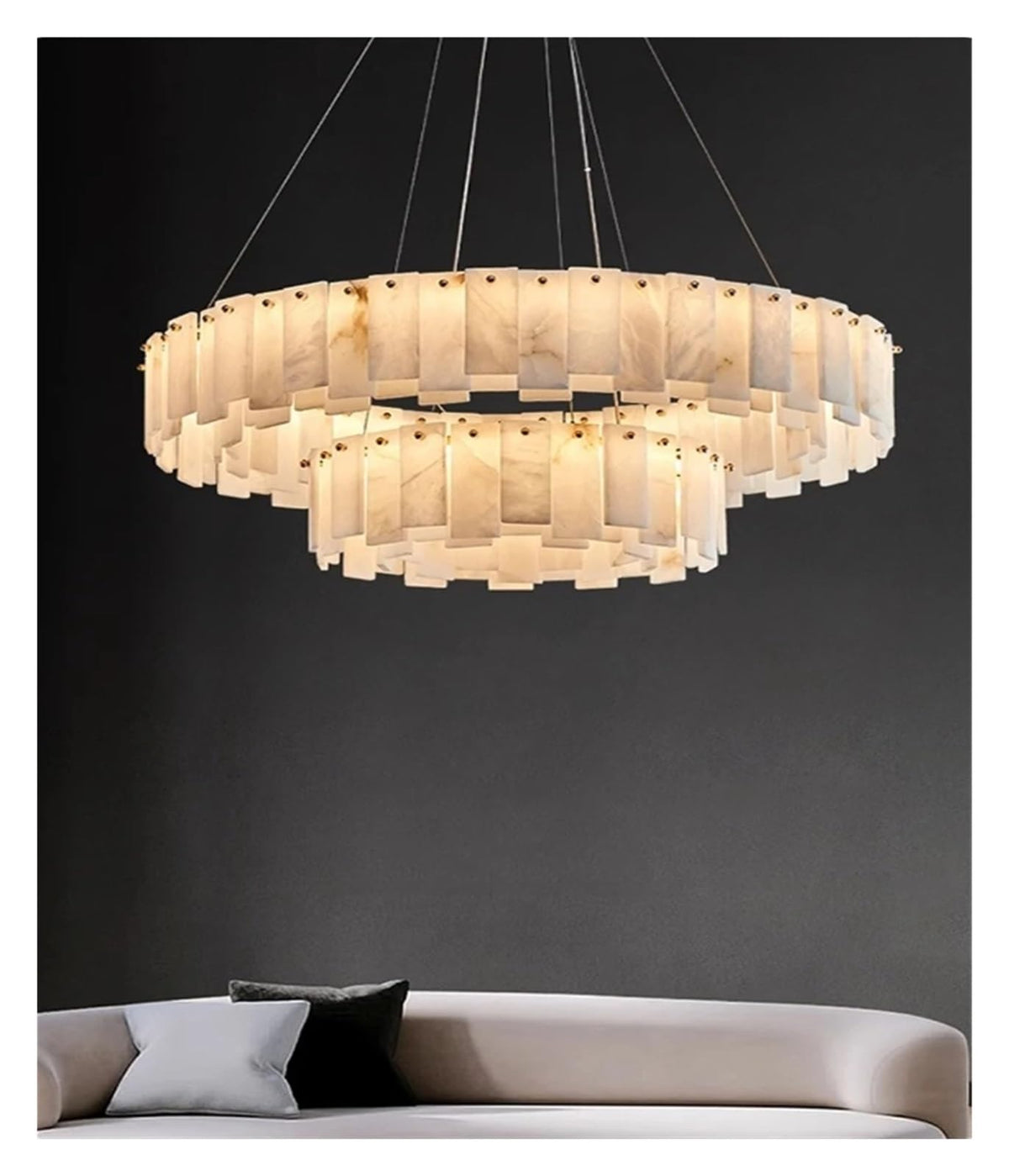 Alabaster Double Round Chandelier