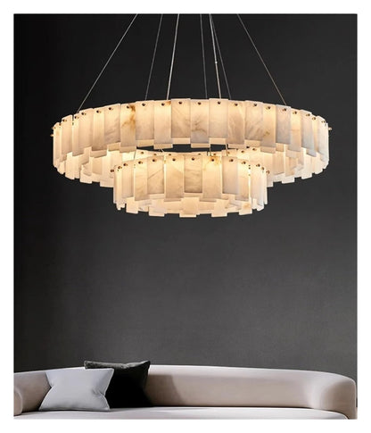 Alabaster Double Round Chandelier