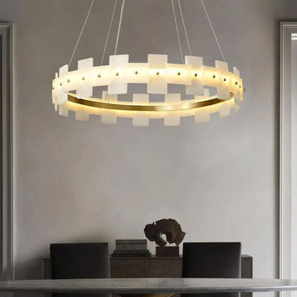 Alabaster Glo Modern Round Chandelier