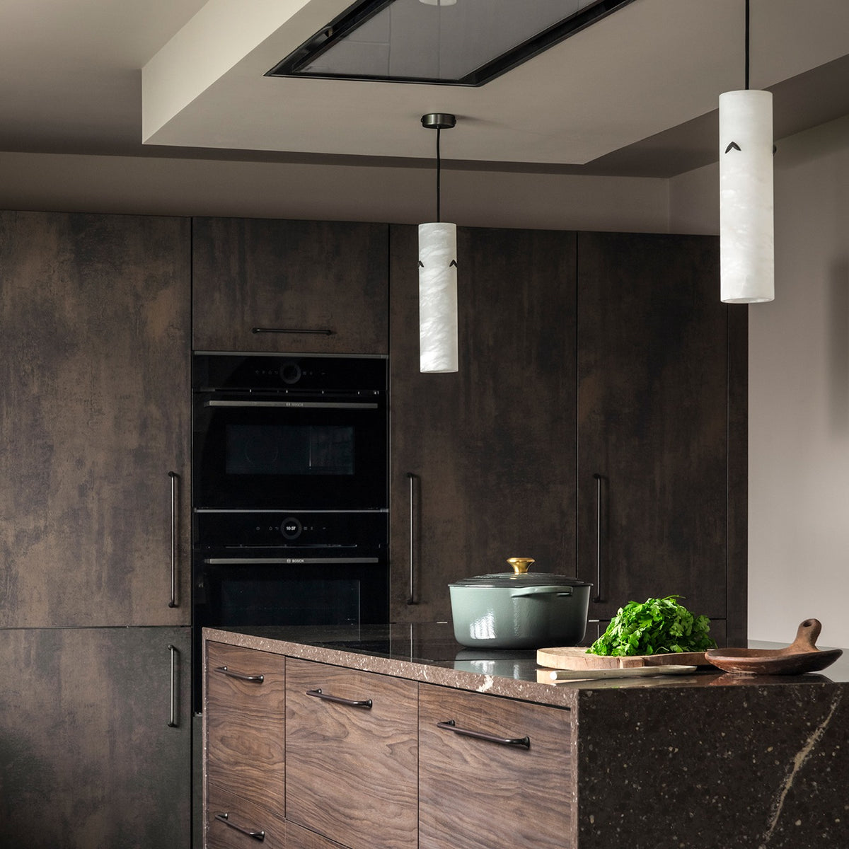 Alabaster Pendant Light with Leaf