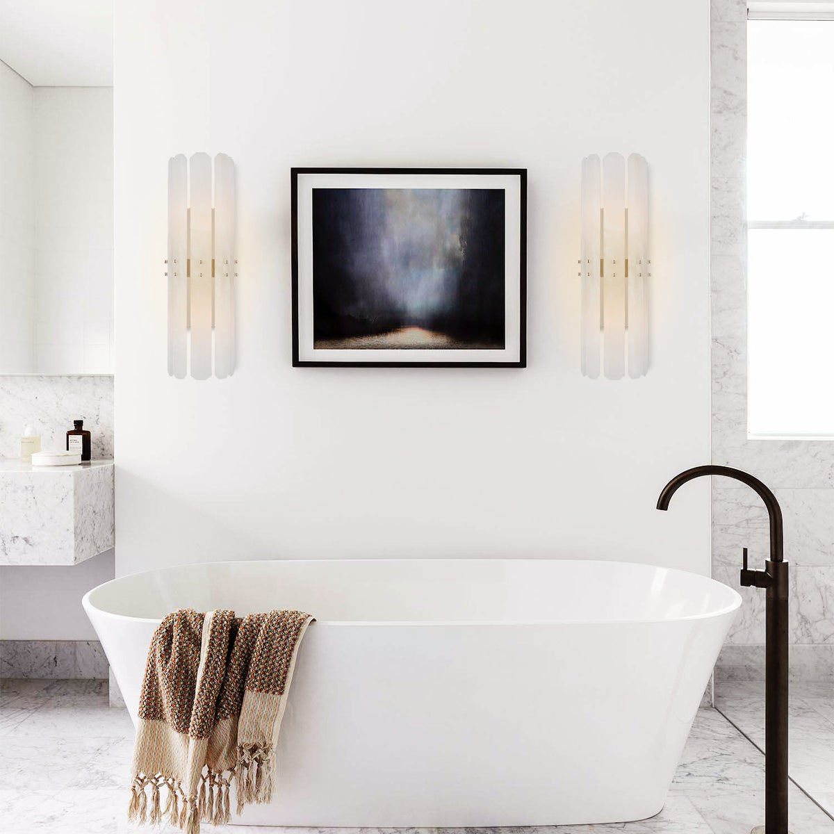 Allenny Bonnington Tall Sconce With Alabaster