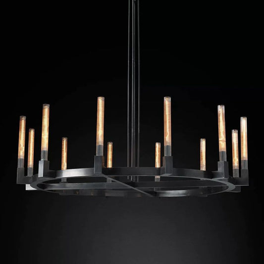 Amorra Glass Round Living Room Chandelier 60"