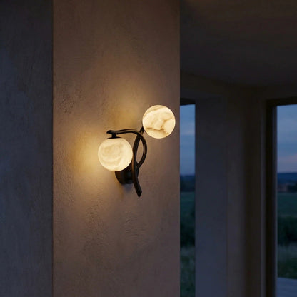 Arbor Branch Curved Duo Alabaster Wall Sconce
