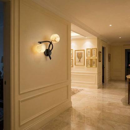 Arbor Branch Curved Duo Alabaster Wall Sconce