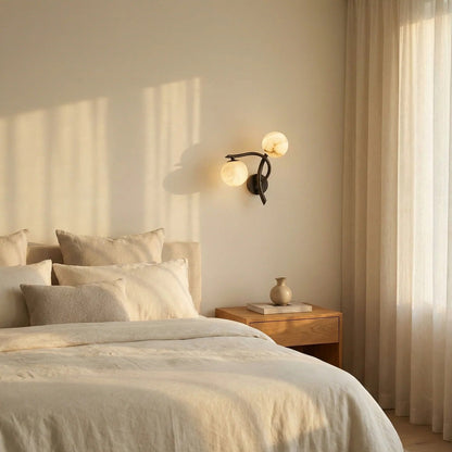 Arbor Branch Curved Duo Alabaster Wall Sconce
