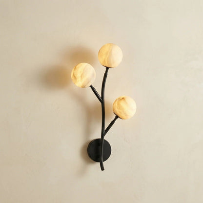 Arbor Branch Triple Bloom Alabaster Wall Sconce