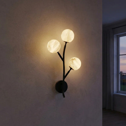 Arbor Branch Triple Bloom Alabaster Wall Sconce