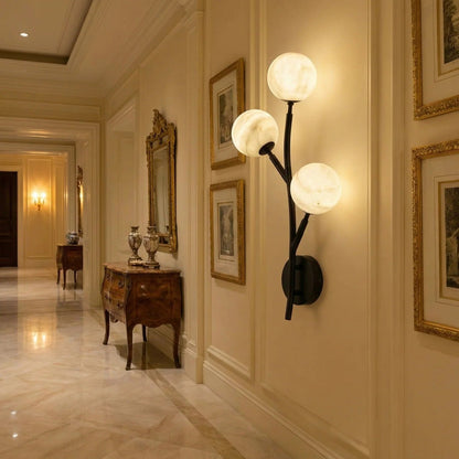 Arbor Branch Triple Bloom Alabaster Wall Sconce