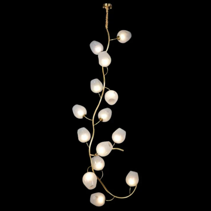 Artistic Glass Lampshade Chandelier with Branches Design for High Ceilings