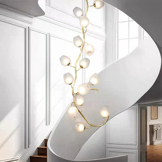 Artistic Glass Lampshade Chandelier with Branches Design for High Ceilings