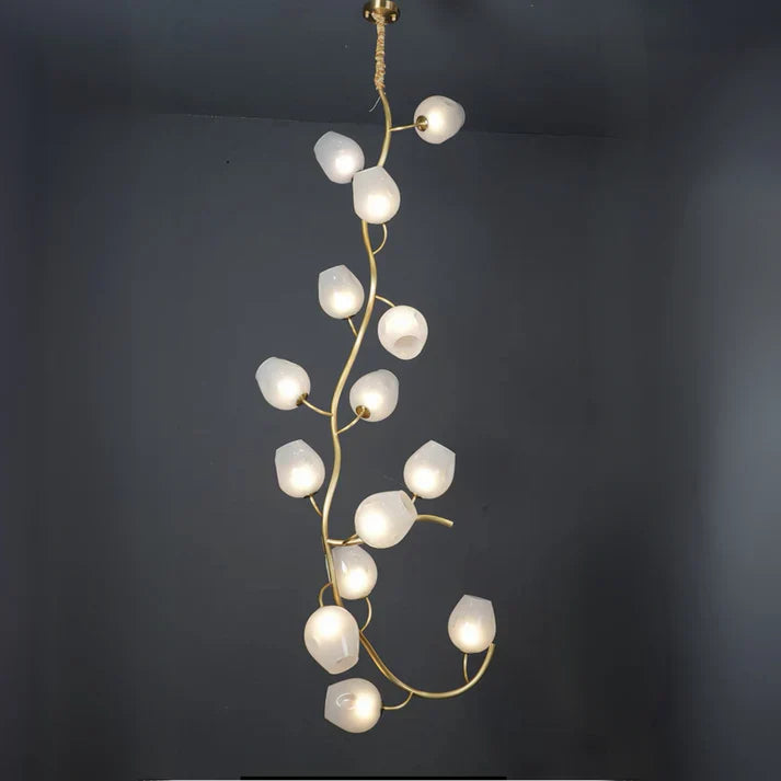 Artistic Glass Lampshade Chandelier with Branches Design for High Ceilings