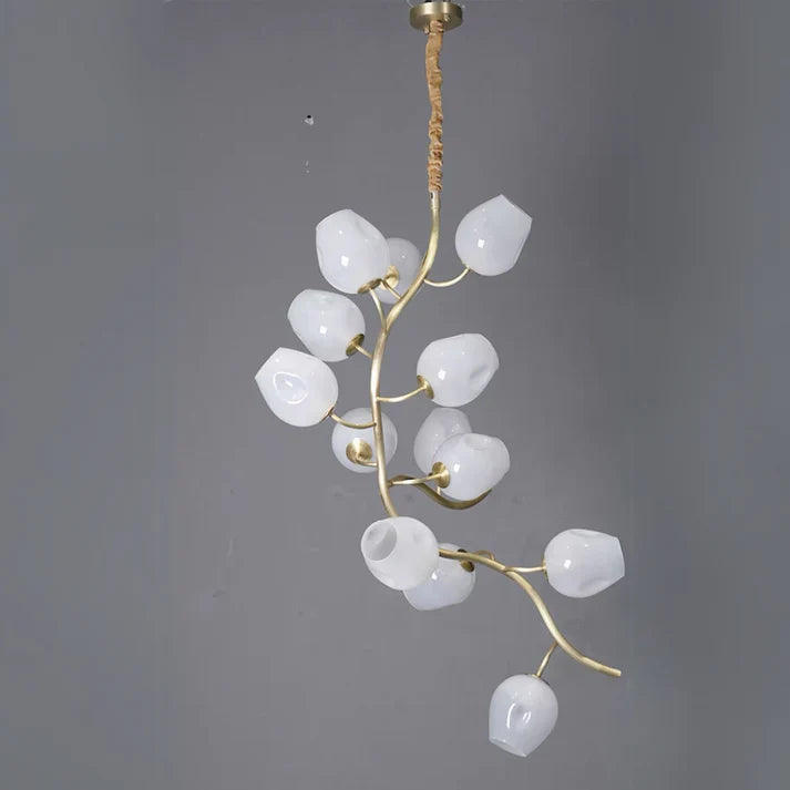Artistic Glass Lampshade Chandelier with Branches Design for High Ceilings