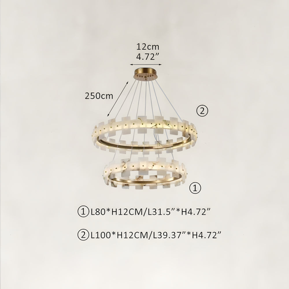 Aurelion Halo Alabaster 2-Tier Chandelier 40"D