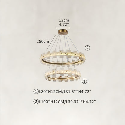 Aurelion Halo Alabaster 2-Tier Chandelier 40"D