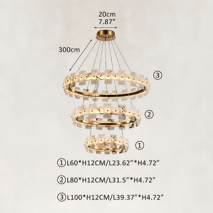 Aurelion Halo Alabaster 3-Tier Chandelier 40"D