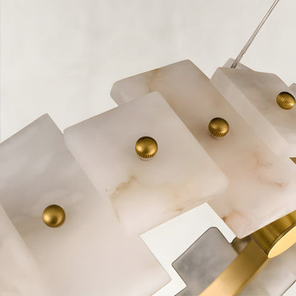 Aurelion Halo Alabaster 3-Tier Chandelier 40"D