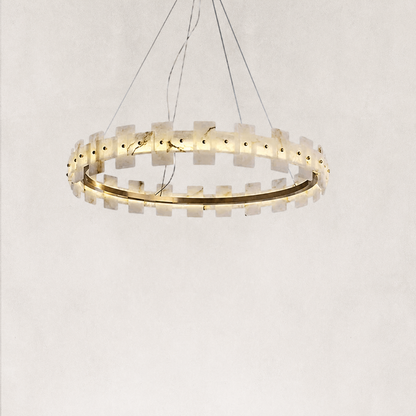Aurelion Halo Alabaster Chandelier 40"D