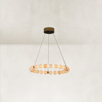 Pearl Single Circle Alabaster Chandelier 24"D