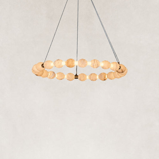 Pearl Single Circle Alabaster Chandelier 24"D