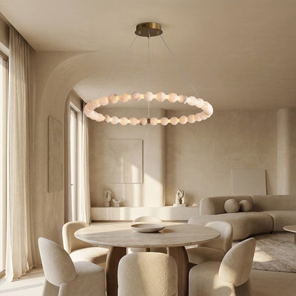 Pearl Single Circle Alabaster Chandelier