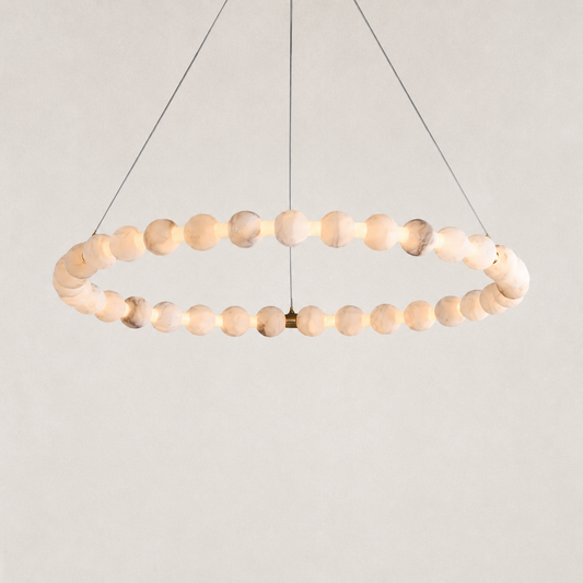 Pearl Single Circle Alabaster Chandelier 32"D