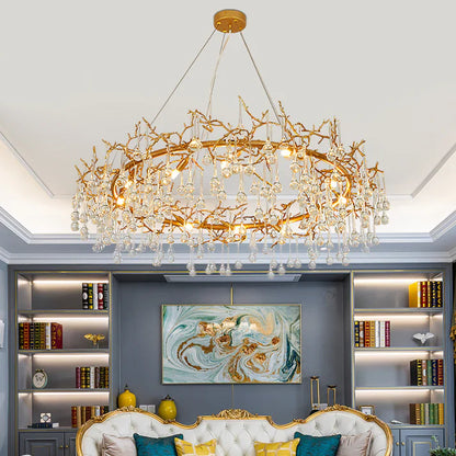 Avis Clear Crystal Ring Branch Chandelier