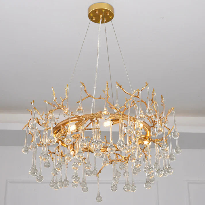 Avis Clear Crystal Ring Branch Chandelier