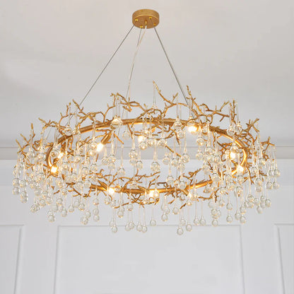 Avis Clear Crystal Ring Branch Chandelier
