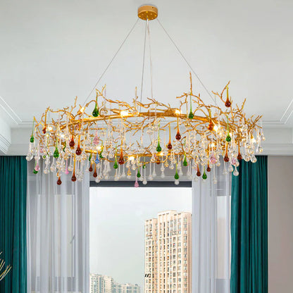 Avis Colorful Crystal Rain Branch Chandelier