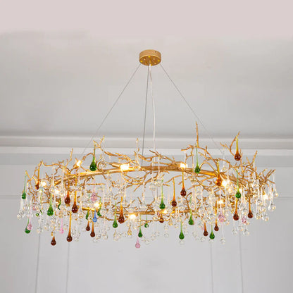 Avis Colorful Crystal Rain Branch Chandelier
