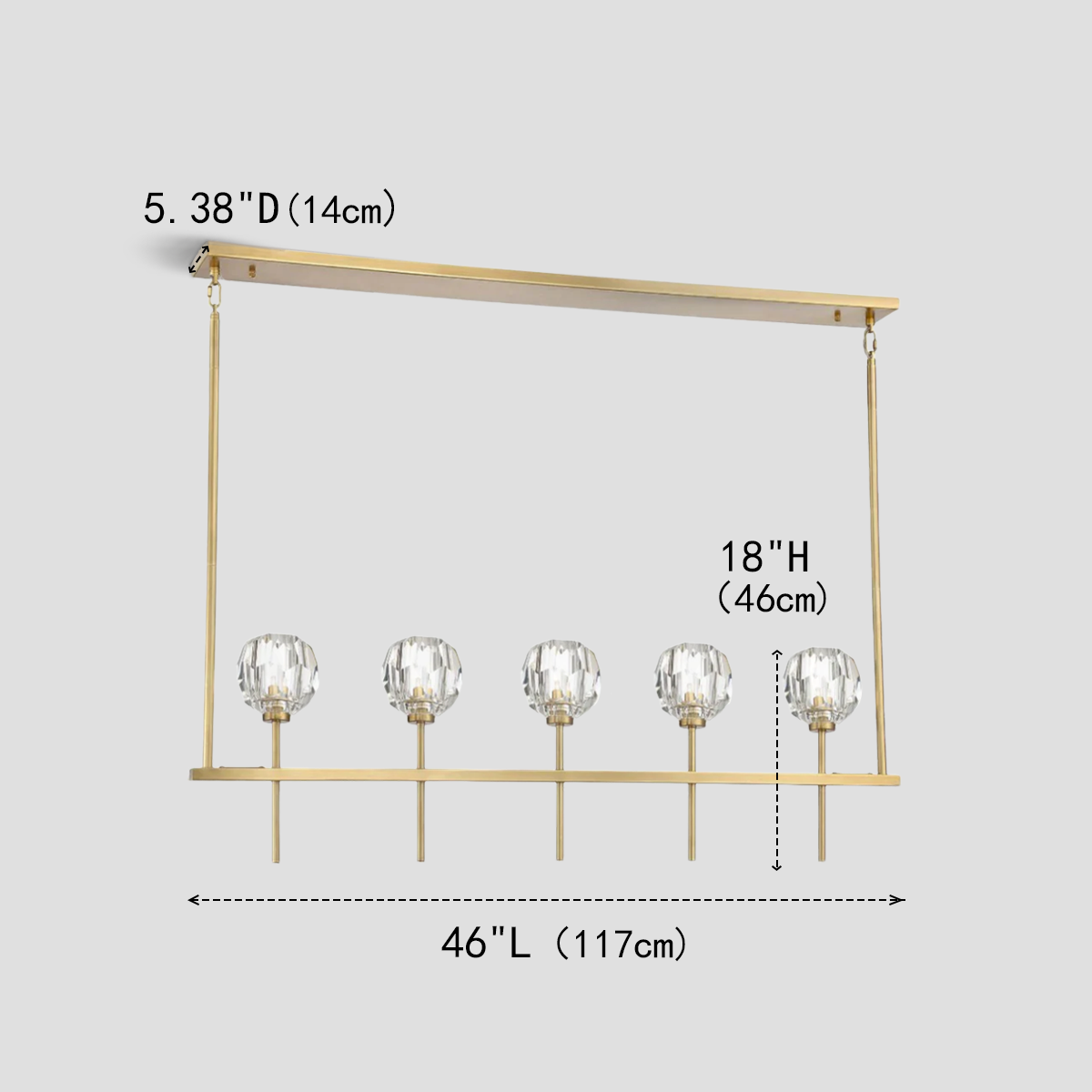 Balle Clear Crystal Linear Dining Room Chandelier
