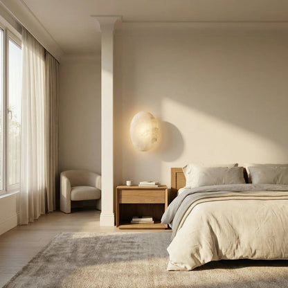 Bell Sconce Alabaster Disc Oversized Wall Sconce