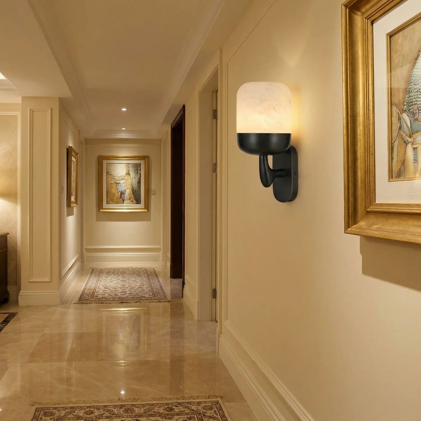 Bell Sconce Capsule Alabaster Black Wall Sconce