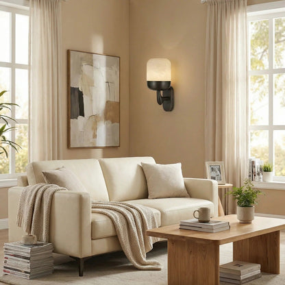Bell Sconce Capsule Alabaster Black Wall Sconce