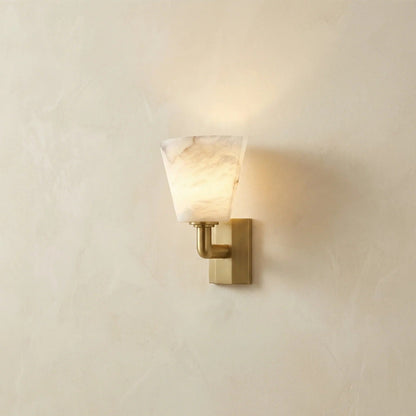 Bell Sconce Tapered Shade Alabaster Brass Wall Sconce