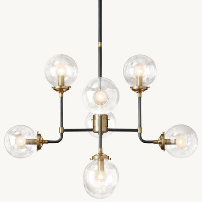 Bistro Globe Glass Chandelier 34"