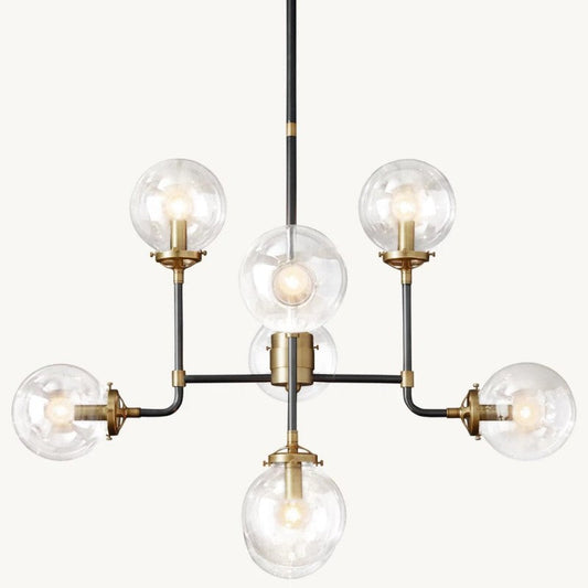 Bistro Globe Glass Chandelier 34"