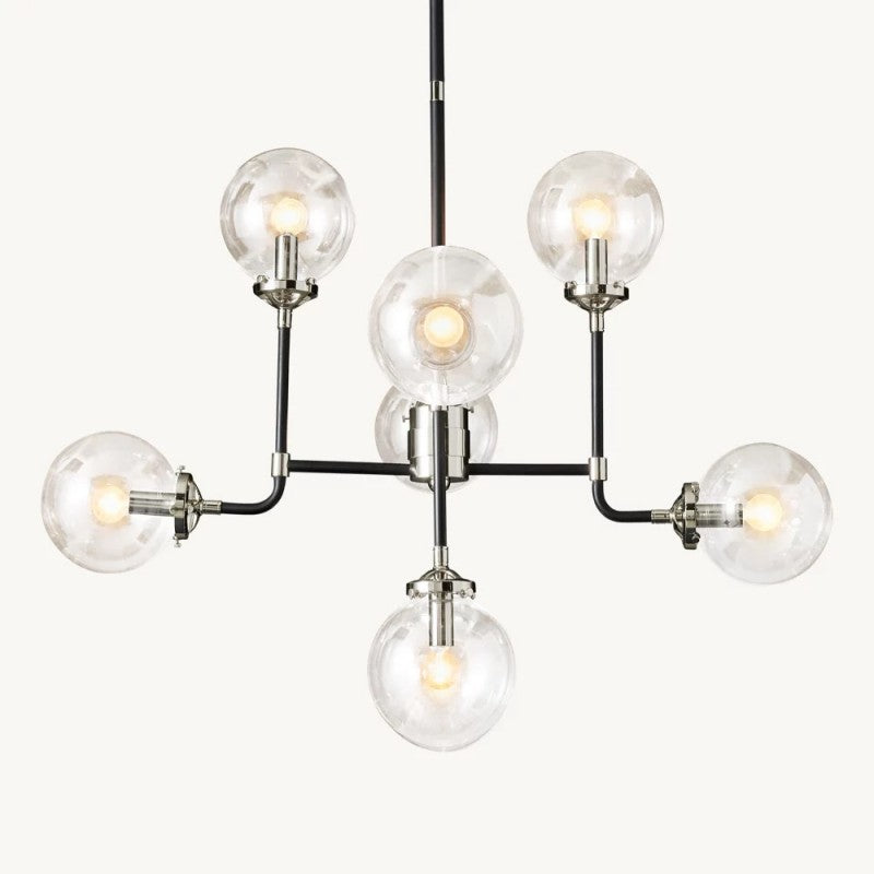Bistro Globe Glass Chandelier 34"