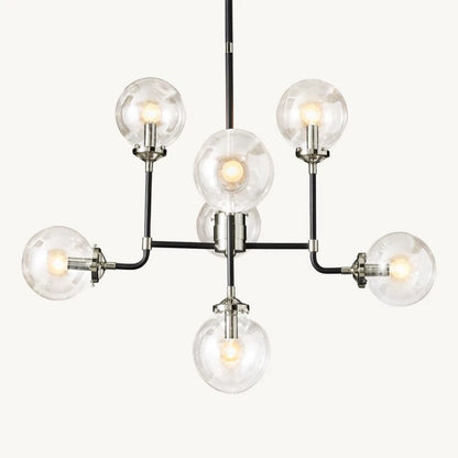 Bistro Globe Glass Chandelier 34"