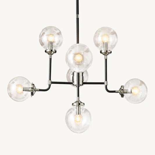 Bistro Globe Glass Chandelier 34"