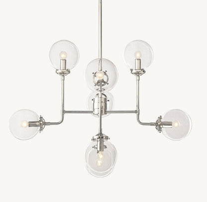 Bistro Globe Glass Chandelier 34"