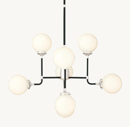 Bistro Globe Glass Chandelier 34"